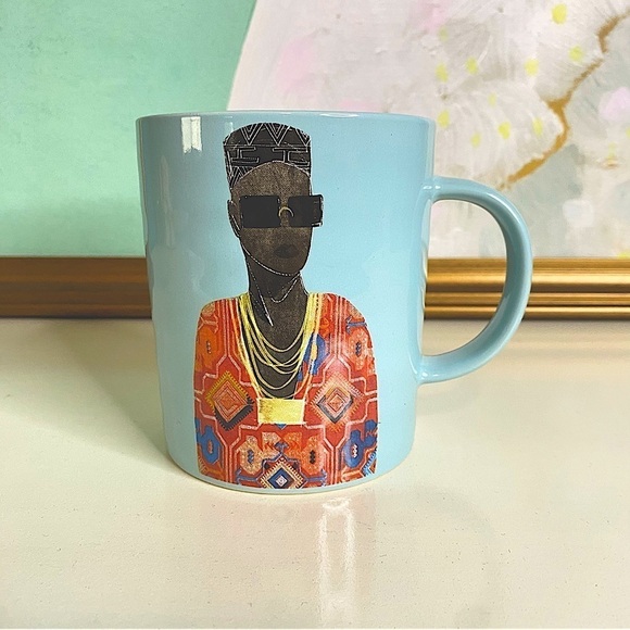 African Afrocentric Woman Lady Blue Art Coffee Tea Mug New - Picture 1 of 9